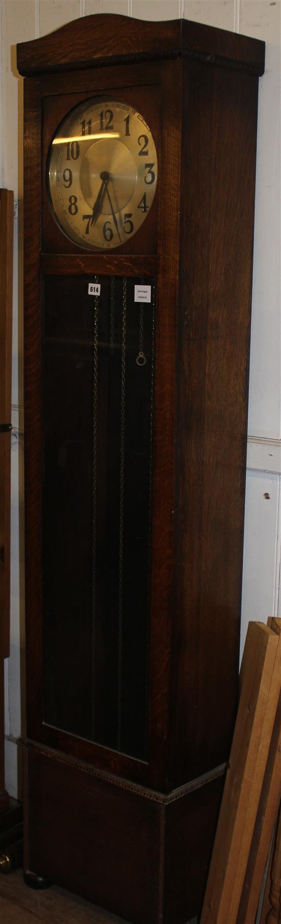 1940s oak cased chiming longcase clock